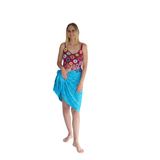 Noosa Sarongs Boho crochet halter bikini top fuchsia with coloured circles front view