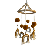 Noosa Sarongs Hanging mobile rainbow design mustard and pom poms