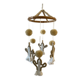 Noosa Sarongs Hanging mobile cactus design sand colour and pom poms