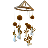 Noosa Sarongs Hanging mobile cactus design mustard and pom poms