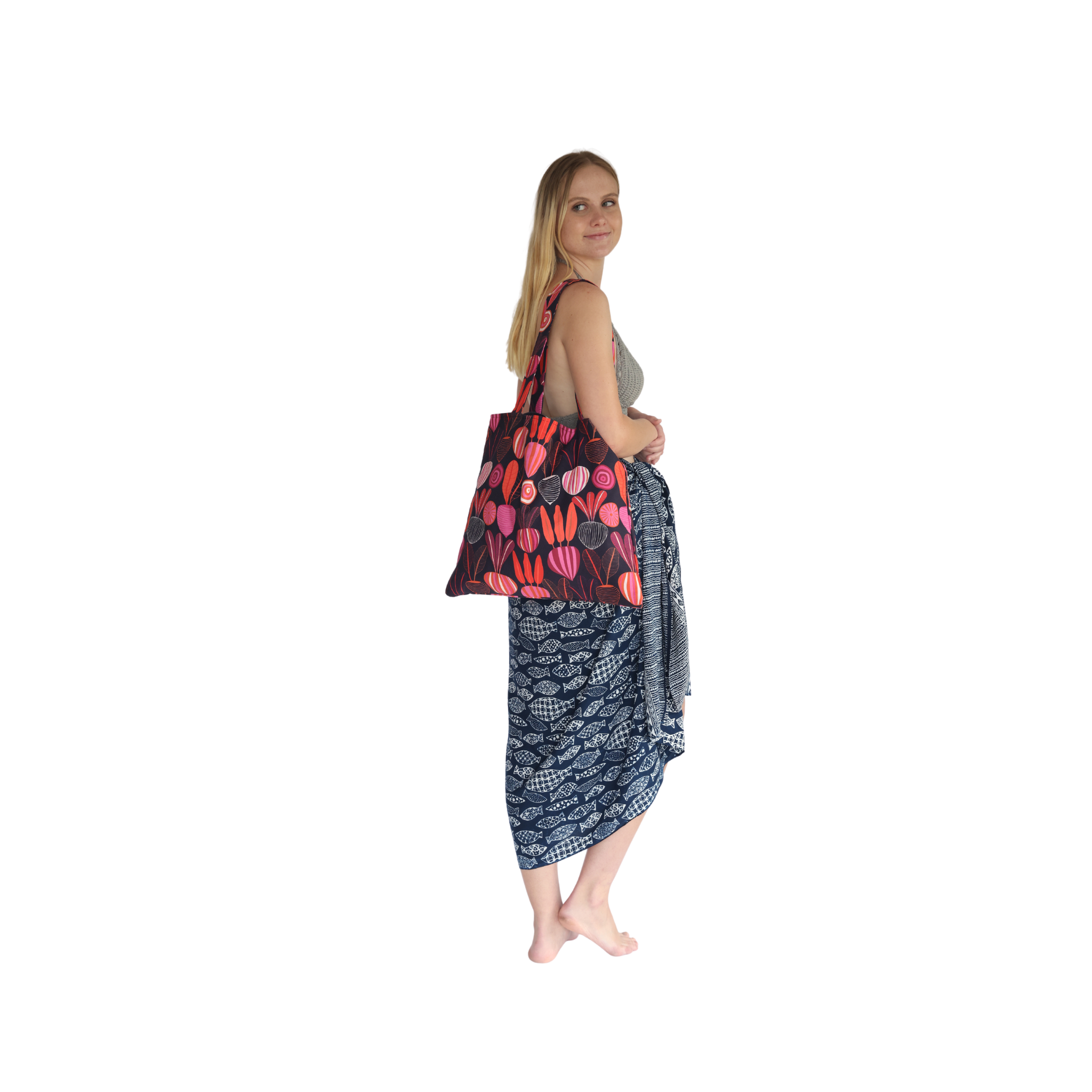 Noosa Sarongs Beets Cotton Tote Bag side on