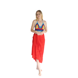 Noosa Sarongs Rainbow crochet halter bikini top-blue front view