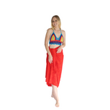 Noosa Sarongs Rainbow crochet halter bikini top-blue front view