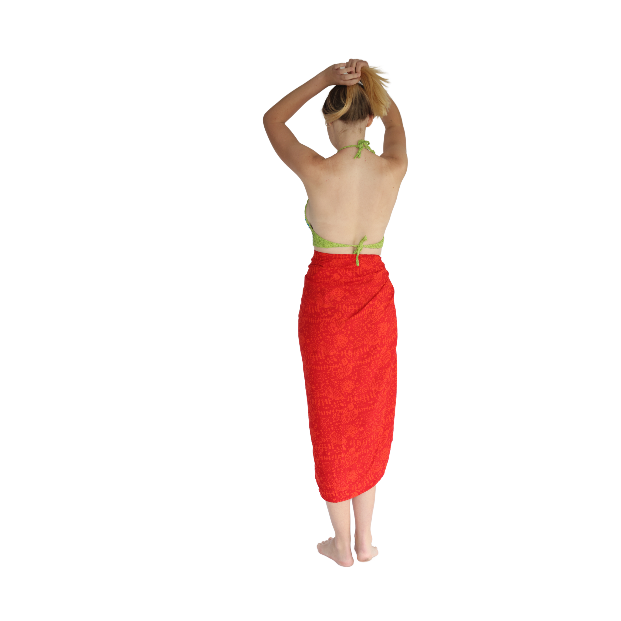 Noosa Sarongs Rainbow crochet halter bikini top-green back view