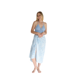 Noosa Sarongs Summer crochet halter bikini top - dusky blue front view