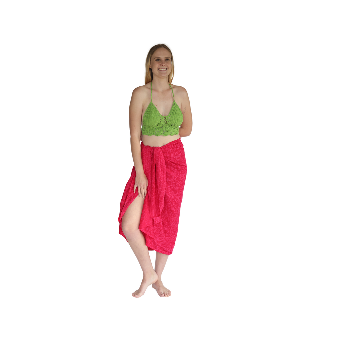 Summer crochet halter bikini top-green