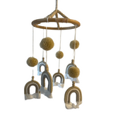 Noosa Sarongs Hanging mobile rainbow design stone colour and pom poms