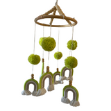 Noosa Sarongs Hanging mobile rainbow design lime green and pom poms
