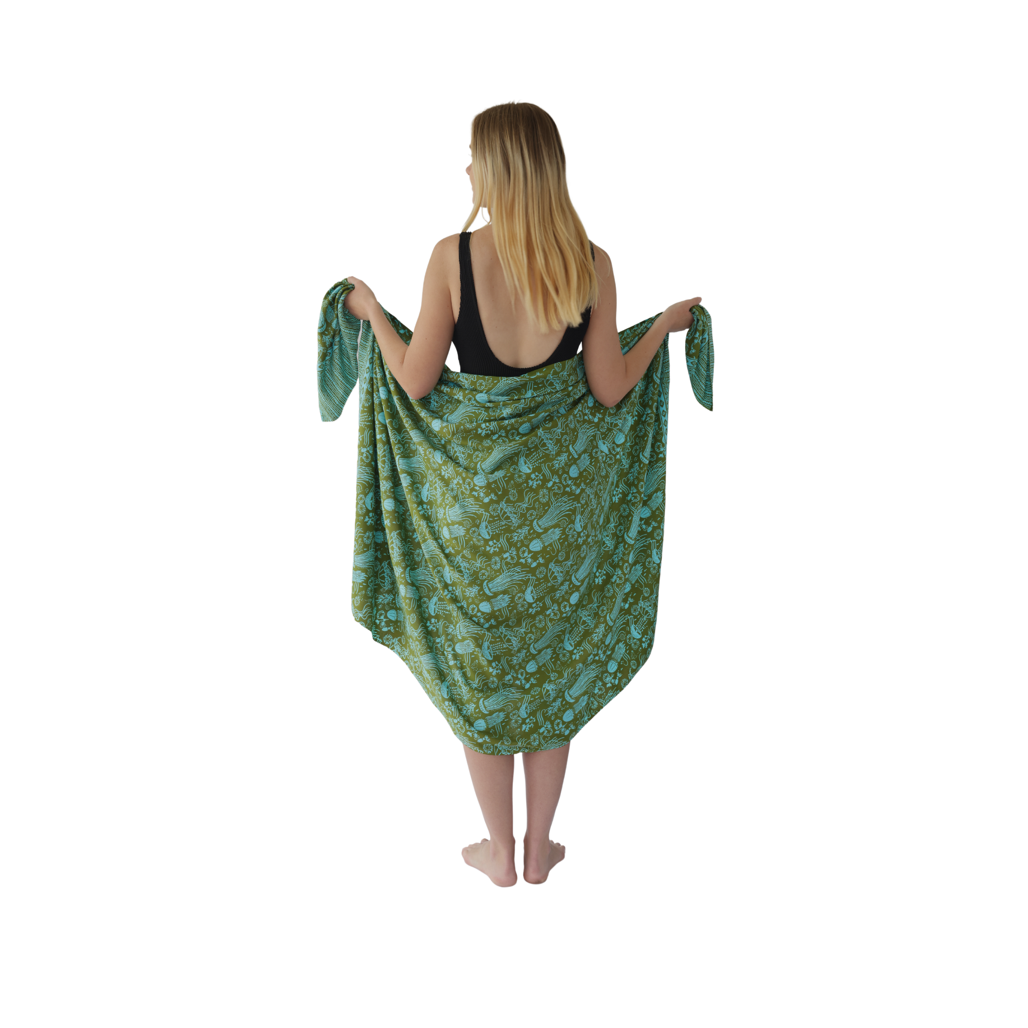 Noosa Sarongs Airlie Beach Cotton Sarong holding sarong back view