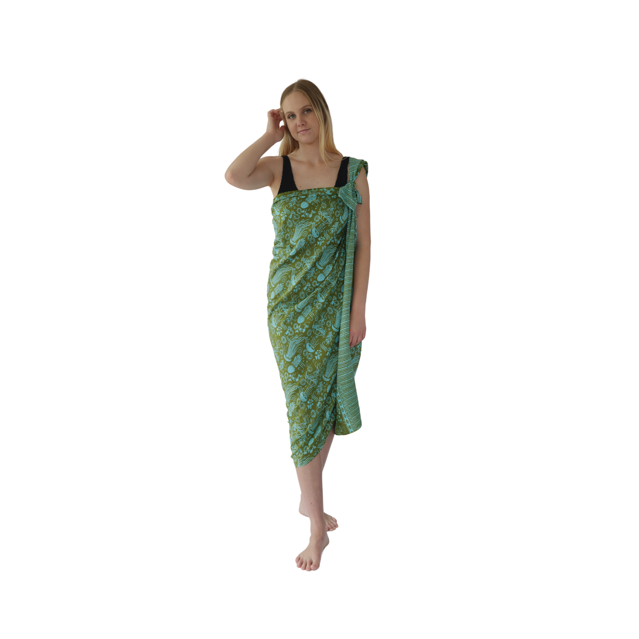 Noosa Sarongs Airlie Beach Cotton Sarong shoulder tie front view